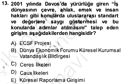 Kurumsal Sosyal Sorumluluk 2013-2014 Dönem Sonu Sınavı - 13. soru