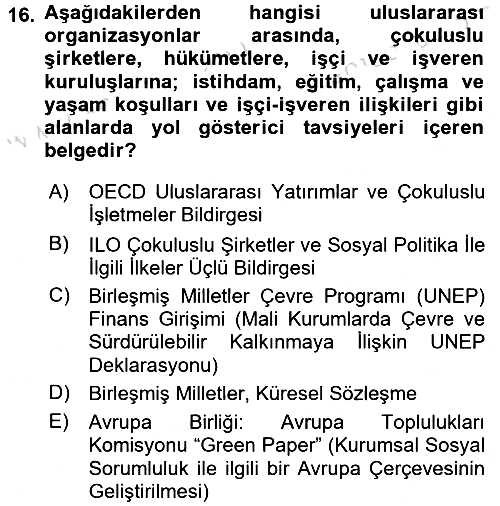 Kurumsal Sosyal Sorumluluk 2016-2017 Dönem Sonu Sınavı - 16. soru