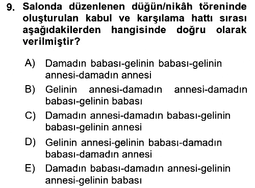 Sosyal Davranış ve Protokol 2016-2017 3 Ders Sınavı - 9. soru