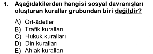 Sosyal Davranış ve Protokol 2013-2014 Ara Sınav - 1. soru