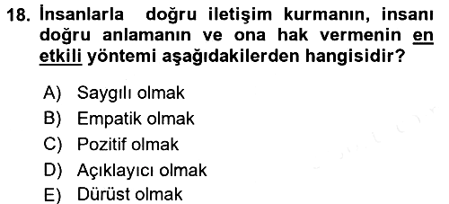 Sosyal Davranış ve Protokol 2017-2018 Dönem Sonu Sınavı - 18. soru