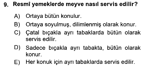 Sosyal Davranış ve Protokol 2021-2022 Yaz Okulu Sınavı - 9. soru