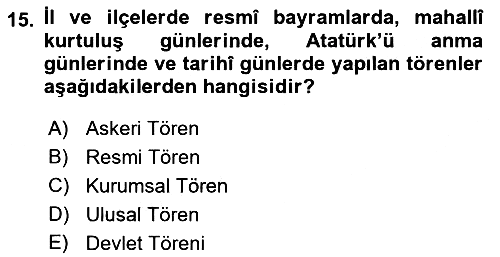 Sosyal Davranış ve Protokol 2022-2023 Yaz Okulu Sınavı - 15. soru