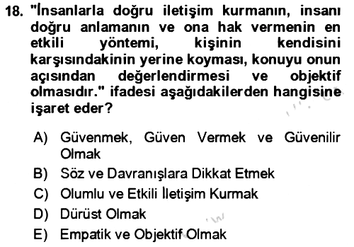 Sosyal Davranış ve Protokol 2023-2024 Yaz Okulu Sınavı - 18. soru