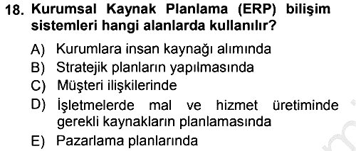Temel Bilgi Teknolojileri 1 2012-2013 Ara Sınav - 18. soru