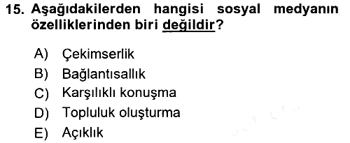 Temel Bilgi Teknolojileri 1 2017-2018 Dönem Sonu Sınavı - 15. soru