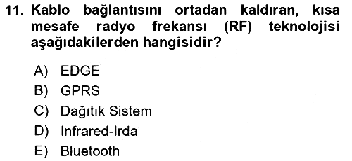Temel Bilgi Teknolojileri 1 2018-2019 Dönem Sonu Sınavı - 11. soru