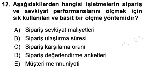 Bilişim Sistemleri Ve Lojistik 2023-2024 Ara Sınav - 12. soru