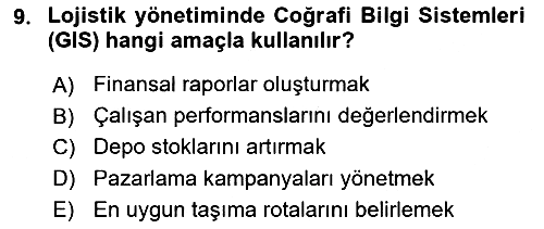 Bilişim Sistemleri Ve Lojistik 2024-2025 Ara Sınav - 9. soru