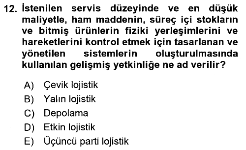 Bilişim Sistemleri Ve Lojistik 2024-2025 Ara Sınav - 12. soru