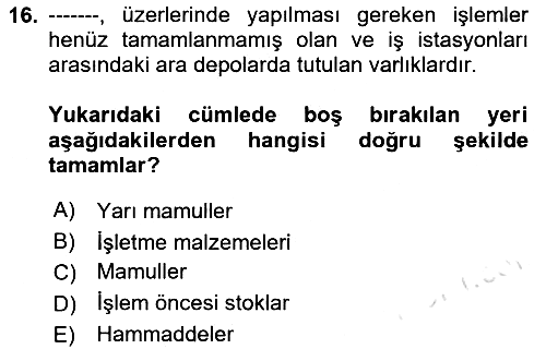 Depolama Ve Envanter Yönetimi 2021-2022 Ara Sınav - 16. soru
