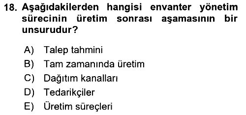 Depolama Ve Envanter Yönetimi 2021-2022 Ara Sınav - 18. soru