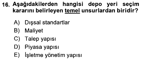 Depolama Ve Envanter Yönetimi 2022-2023 Ara Sınav - 16. soru