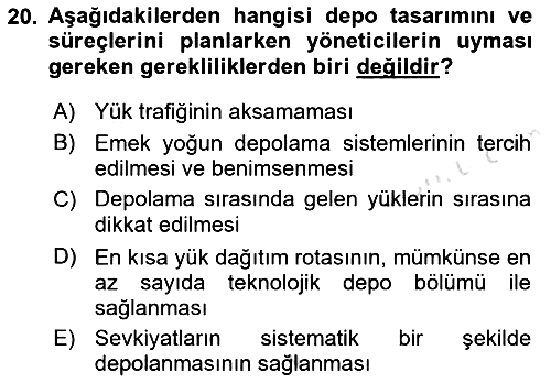Depolama Ve Envanter Yönetimi 2022-2023 Ara Sınav - 20. soru