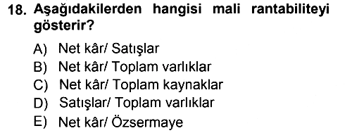 Finansal Yönetim 1 2012-2013 Ara Sınav - 18. soru