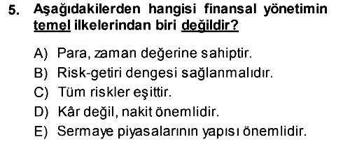 Finansal Yönetim 1 2013-2014 Ara Sınav - 5. soru