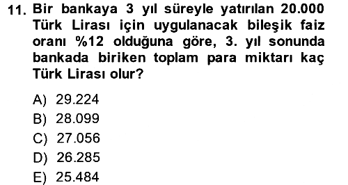 Finansal Yönetim 1 2013-2014 Ara Sınav - 11. soru