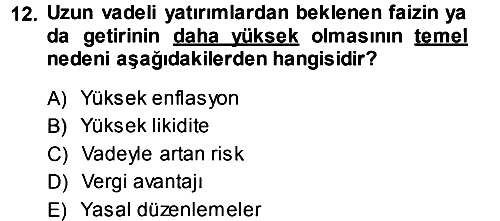 Finansal Yönetim 1 2013-2014 Ara Sınav - 12. soru