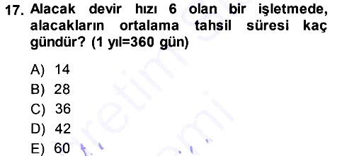 Finansal Yönetim 1 2013-2014 Ara Sınav - 17. soru