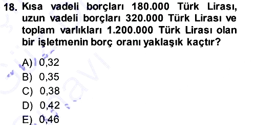 Finansal Yönetim 1 2013-2014 Ara Sınav - 18. soru