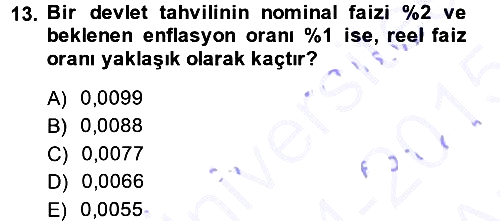 Finansal Yönetim 1 2014-2015 Ara Sınav - 13. soru