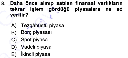 Finansal Yönetim 1 2015-2016 Ara Sınav - 8. soru