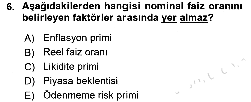 Finansal Yönetim 1 2016-2017 Ara Sınav - 6. soru
