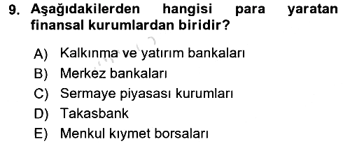 Finansal Yönetim 1 2017-2018 Ara Sınav - 9. soru