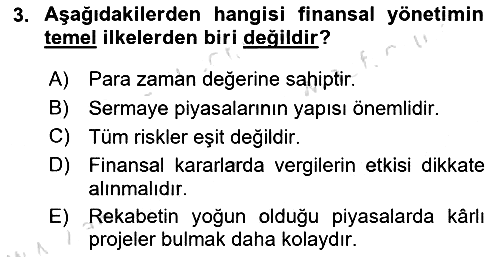Finansal Yönetim 1 2019-2020 Ara Sınav - 3. soru