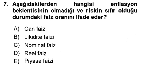 Finansal Yönetim 1 2021-2022 Ara Sınav - 7. soru