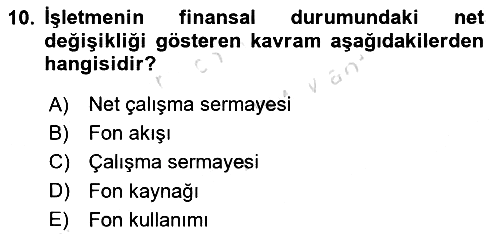 Finansal Yönetim 1 2024-2025 Ara Sınav - 10. soru