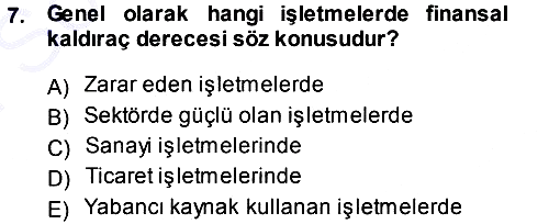 Finansal Yönetim 1 2013-2014 Dönem Sonu Sınavı - 7. soru