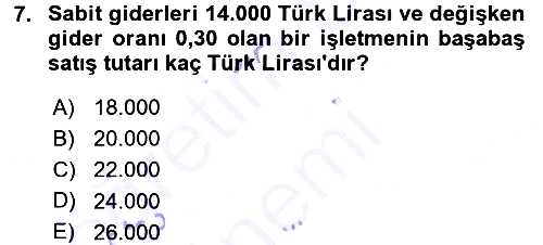Finansal Yönetim 1 2015-2016 Dönem Sonu Sınavı - 7. soru