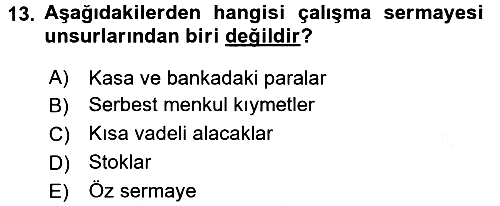 Finansal Yönetim 1 2017-2018 Dönem Sonu Sınavı - 13. soru