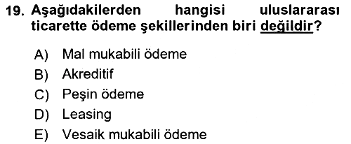 Finansal Yönetim 1 2019-2020 Dönem Sonu Sınavı - 19. soru