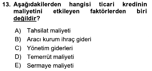 Finansal Yönetim 1 2024-2025 Dönem Sonu Sınavı - 13. soru
