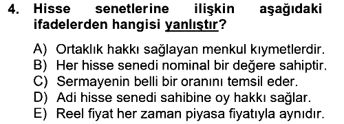 Finansal Yönetim 2 2012-2013 Ara Sınav - 4. soru