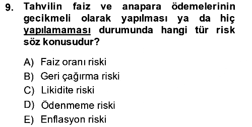 Finansal Yönetim 2 2013-2014 Ara Sınav - 9. soru