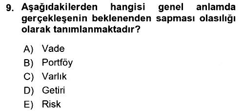 Finansal Yönetim 2 2025-2026 Ara Sınav - 9. soru