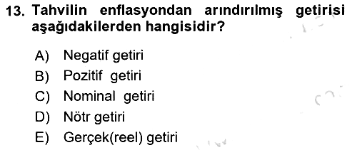 Finansal Yönetim 2 2025-2026 Ara Sınav - 13. soru