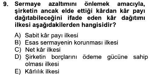 Finansal Yönetim 2 2012-2013 Dönem Sonu Sınavı - 9. soru