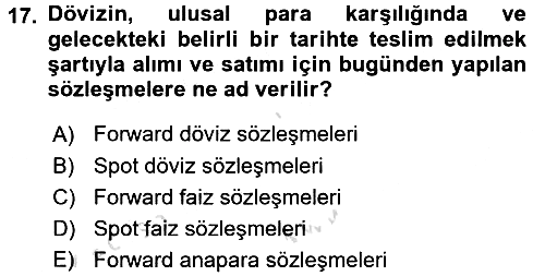 Finansal Yönetim 2 2015-2016 Dönem Sonu Sınavı - 17. soru