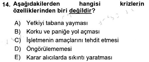Finansal Yönetim 2 2016-2017 Dönem Sonu Sınavı - 14. soru