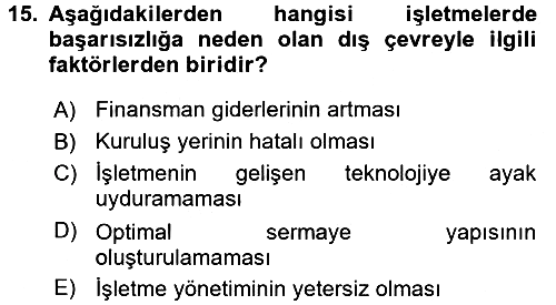 Finansal Yönetim 2 2017-2018 Dönem Sonu Sınavı - 15. soru