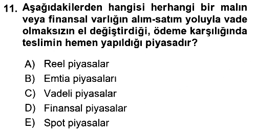 Finansal Yönetim 2 2024-2025 Dönem Sonu Sınavı - 11. soru
