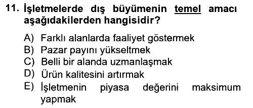 Finansal Yönetim 2 2013-2014 Tek Ders Sınavı - 11. soru