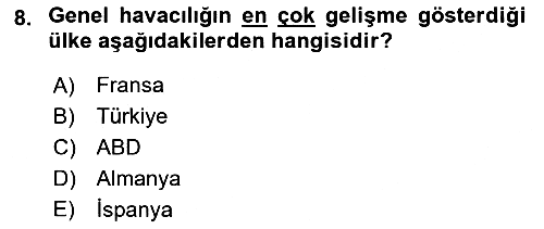 Genel Havacılık 2018-2019 Ara Sınav - 8. soru