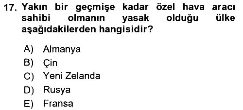 Genel Havacılık 2024-2025 Ara Sınav - 17. soru