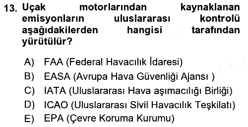 Genel Havacılık 2018-2019 Dönem Sonu Sınavı - 13. soru
