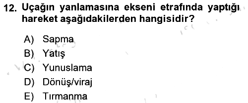 Genel Havacılık 2021-2022 Dönem Sonu Sınavı - 12. soru